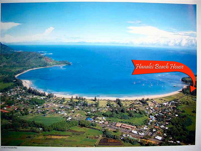 All of Hanalei Bay and the village